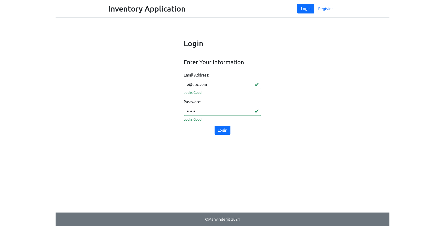 Inventory App Login Image